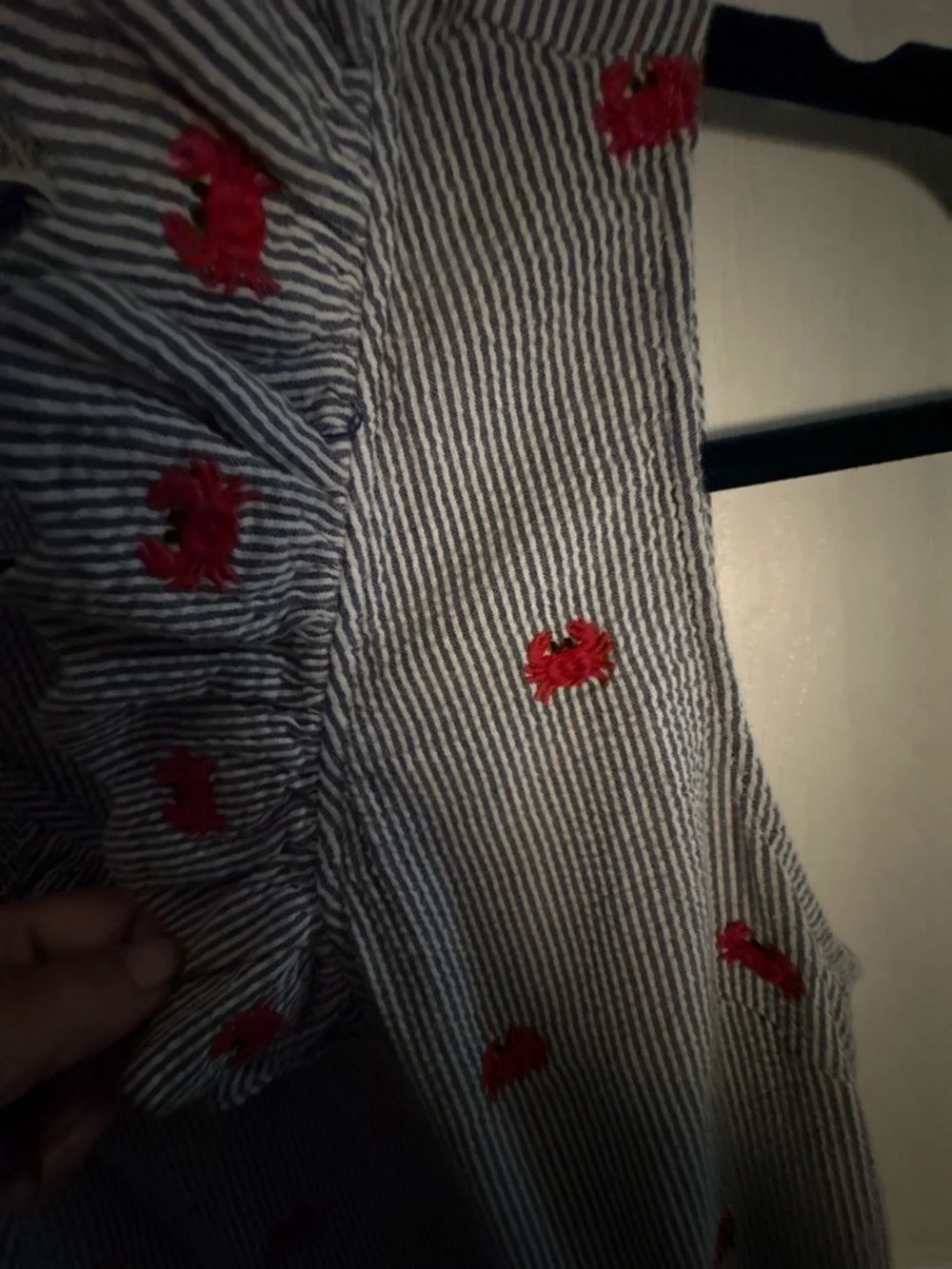 crown & ivy Navy Striped Top with Red Crab Embroidery - Picture 3 of 6